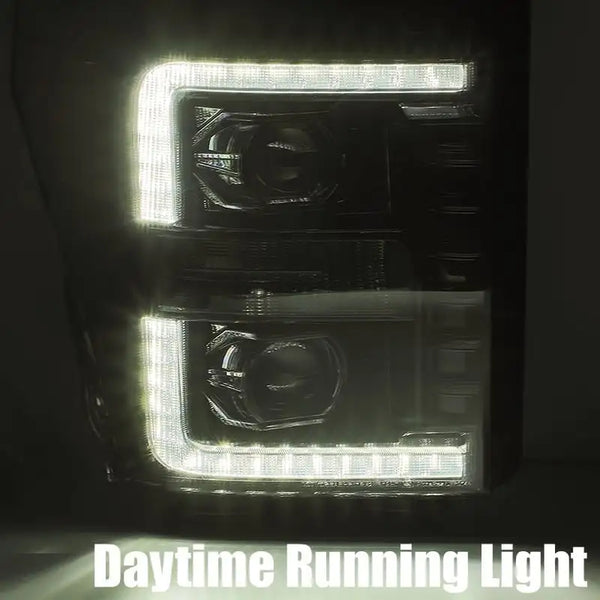 11-16 Ford Super Duty LUXX-Series LED Projector Headlights Alpha-Black | AlphaRex