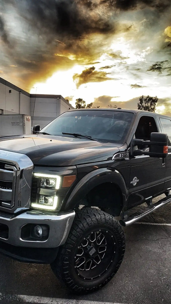 11-16 Ford Super Duty LUXX-Series LED Projector Headlights Alpha-Black | AlphaRex