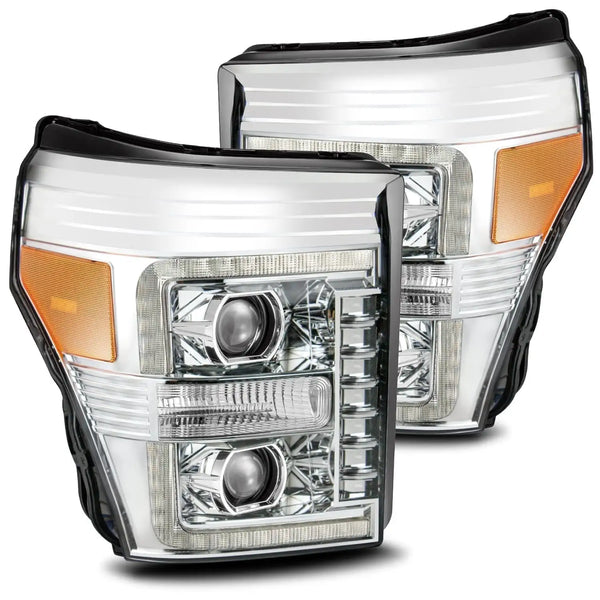 11-16 Ford Super Duty LUXX-Series LED Projector Headlights Chrome | AlphaRex