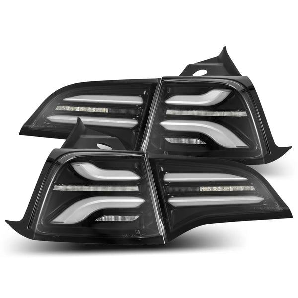 17-23 Tesla Model 3 / 20-24 Model Y (Without Stock Amber Turn Signal) PRO-Series LED Tail Lights Jet Black | AlphaRex