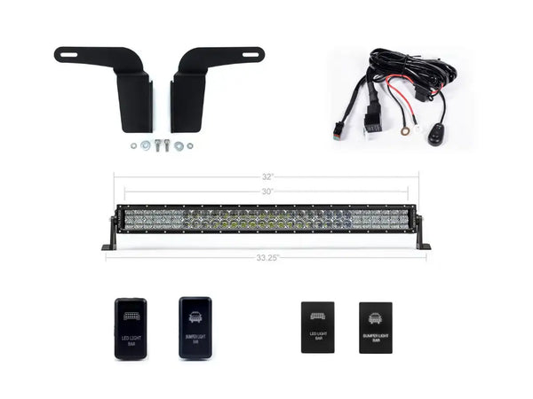 2003-2009 Toyota 4Runner 32" Lower Bumper Hidden LED Light Bar Brackets/Combo - Cali Raised LED