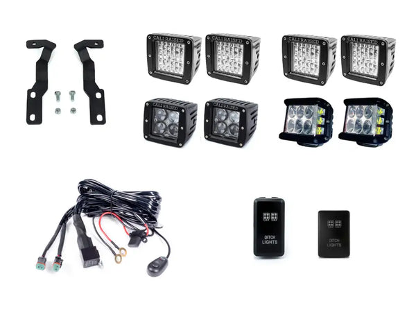 2016-2020 Toyota Tacoma Low Profile Ditch Light Brackets/Combo - Cali Raised LED