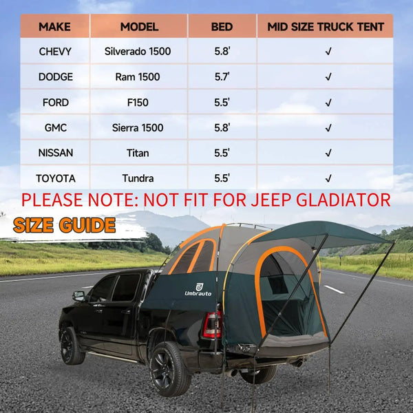 Umbrauto Truck Bed Tent with Awning,Fits 5.5-5.8 ft Truck Beds | PU3000mm Waterproof Pickup Tent