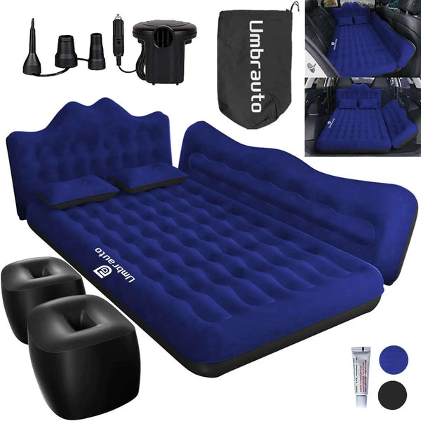 Umbrauto 29.53in/75cm Wide Car Air Mattress Inflatable SUV, Truck & Van Back Seat Camping Bed with Pump & Pillows, Navy
