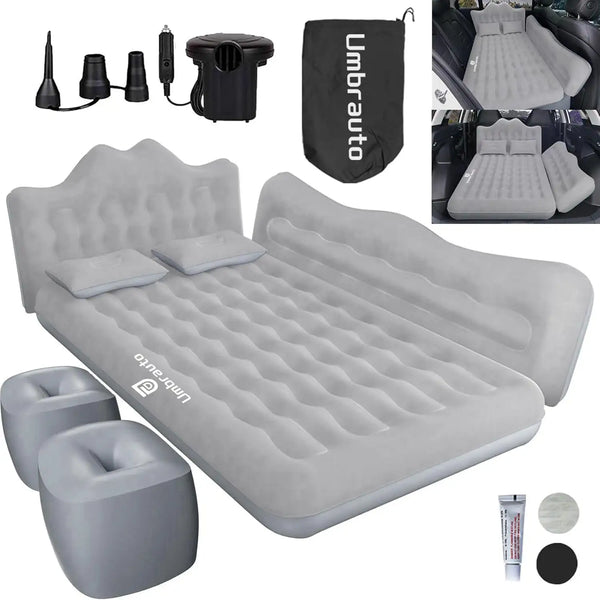 Umbrauto 29.53in/75cm Wide Car Air Mattress Inflatable SUV, Truck & Van Back Seat Camping Bed with Pump & Pillows, Gray