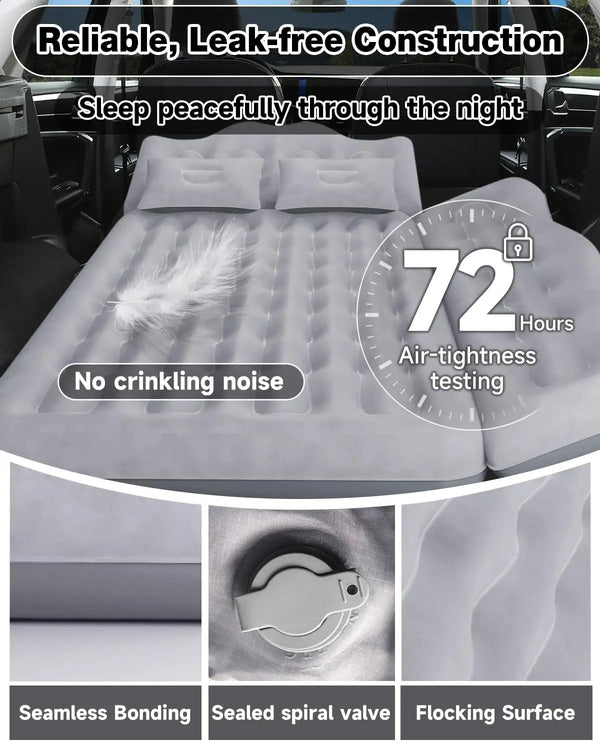 Umbrauto 29.53in/75cm Wide Car Air Mattress Inflatable SUV, Truck & Van Back Seat Camping Bed with Pump & Pillows, Gray