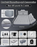 Umbrauto 29.53in/75cm Wide Car Air Mattress Inflatable SUV, Truck & Van Back Seat Camping Bed with Pump & Pillows, Gray