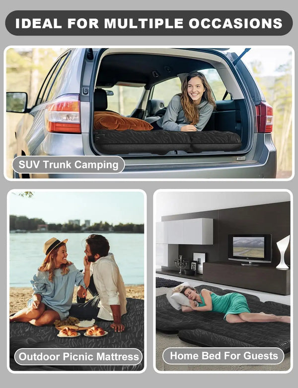 Umbrauto 63in Extended SUV Mattress Quick Inflate, Includes Pump & 2 Pillows,Grey