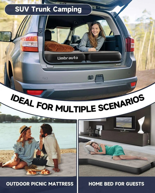 Umbrauto Thickened  SUV Back Trunk Air Mattress 3.0,Khaki Grey