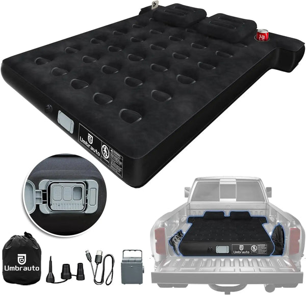 Umbrauto T Shape Truck Bed Air Mattress Inflatable 5.5-5.8ft Short Truck Air Mattress for Camping