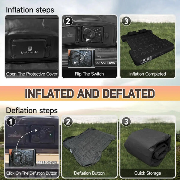 Umbrauto 5.5-5.8FT Full Size Truck Bed Mattress with Detachable Pump,Black/Grey