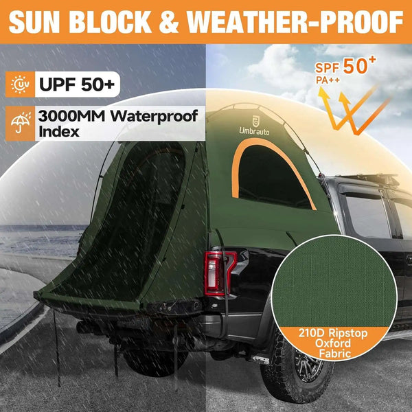 Umbrauto 5.5-5.8FT Truck Bed Tent for 2 Person | 10-Min Quick Setup Waterproof PU3000 Camping Tent for Pickup Trucks