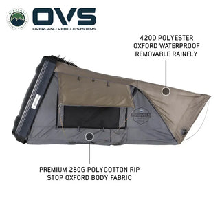 HD Bushveld 4 Person Cantilever Hard Shell Roof Top Tent Grey Body & Tan Rainfly