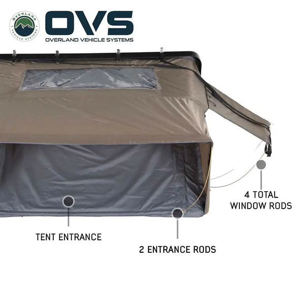 HD Bushveld 4 Person Cantilever Hard Shell Roof Top Tent Grey Body & Tan Rainfly