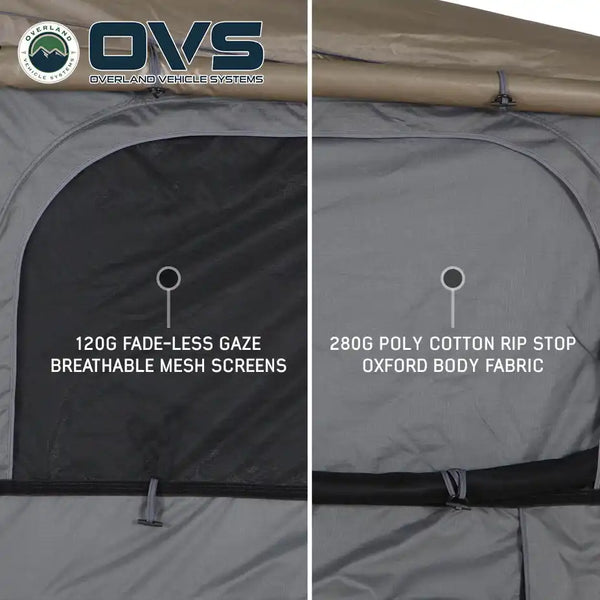 HD Bushveld 4 Person Cantilever Hard Shell Roof Top Tent Grey Body & Tan Rainfly