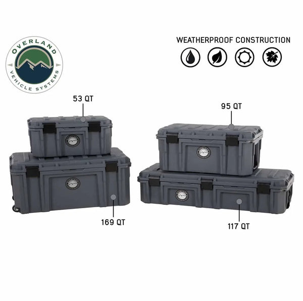 Dark Grey 117 QT Dry Box with Drain and Bottle Opener