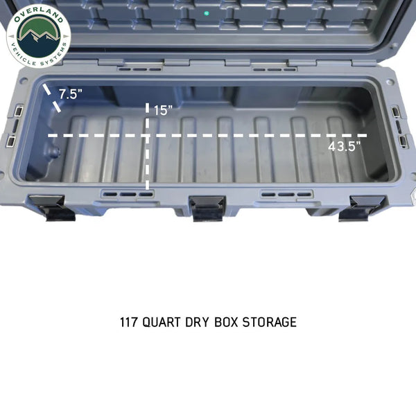 Dark Grey 117 QT Dry Box with Drain and Bottle Opener