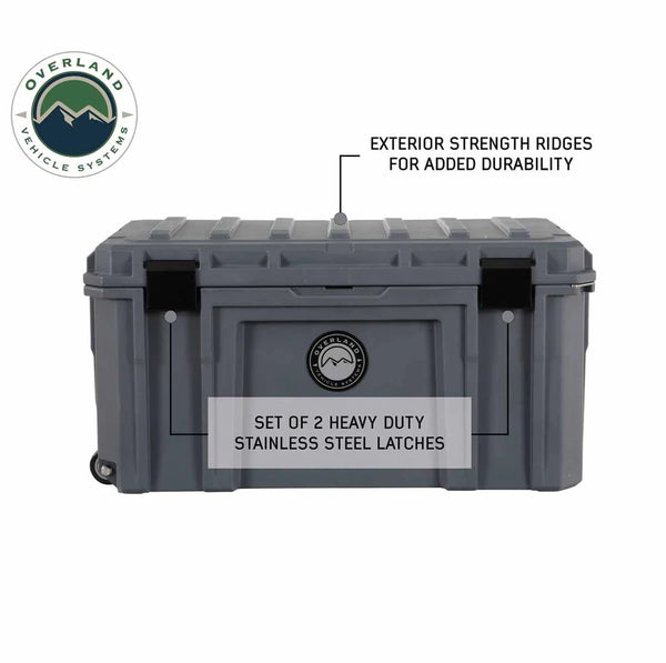 Dark Grey 169 QT Dry Box with Wheels, Drain, and Bottle Opener