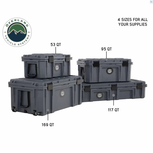 Dark Grey 169 QT Dry Box with Wheels, Drain, and Bottle Opener