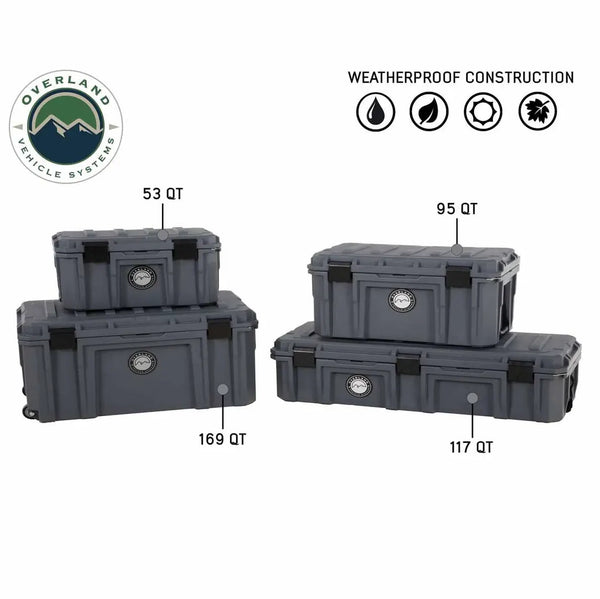 Dark Grey 169 QT Dry Box with Wheels, Drain, and Bottle Opener