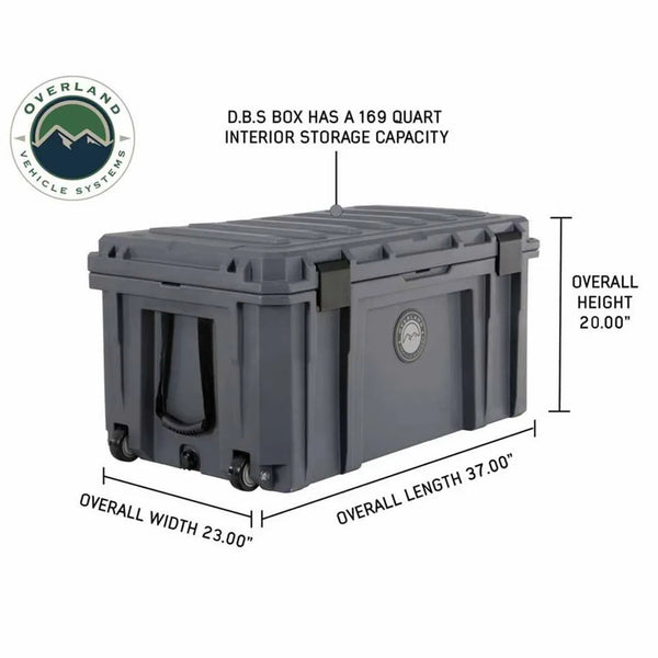 Dark Grey 169 QT Dry Box with Wheels, Drain, and Bottle Opener