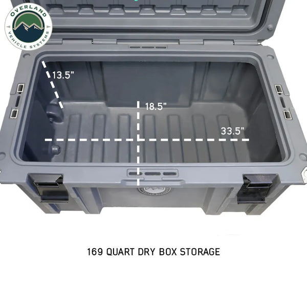 Dark Grey 169 QT Dry Box with Wheels, Drain, and Bottle Opener