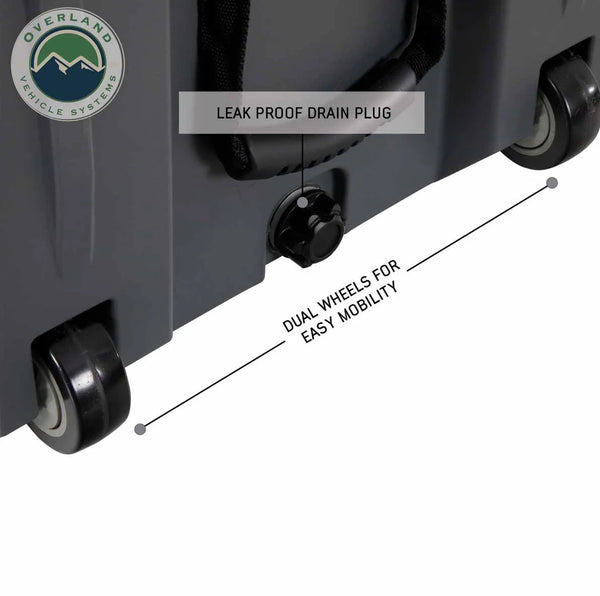 Dark Grey 169 QT Dry Box with Wheels, Drain, and Bottle Opener