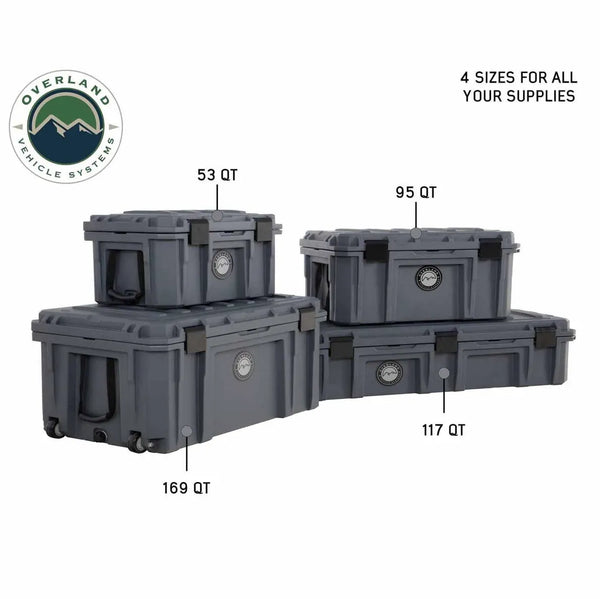 Dark Grey 95 QT Dry Box With Drain and Bottle Opener
