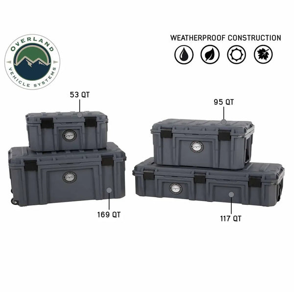 Dark Grey 95 QT Dry Box With Drain and Bottle Opener