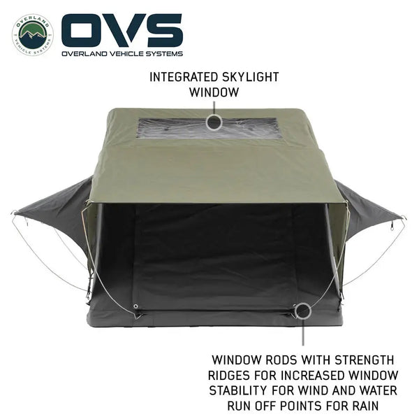 HD Nomadic 3 Person Extended Soft Shell Roof Top Tent, Grey Body & Green Rainfly