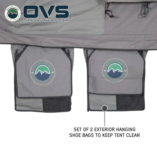 HD Nomadic 3 Person Extended Soft Shell Roof Top Tent, Grey Body & Green Rainfly