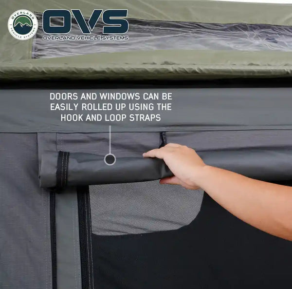 HD Nomadic 3 Person Extended Soft Shell Roof Top Tent, Grey Body & Green Rainfly