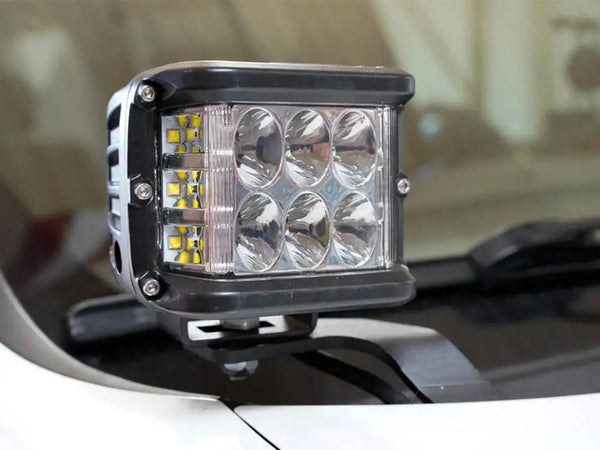 2010-2020 Lexus GX 460 Low Profile LED Side Projecting Ditch Light Mounted to White Vehicle - Cali Raised LED