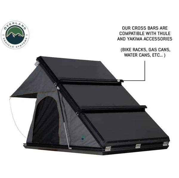 HD Mamba 3 Person Clam Shell Aluminum Hard Shell Roof Top Tent, Grey Body & Green Trim