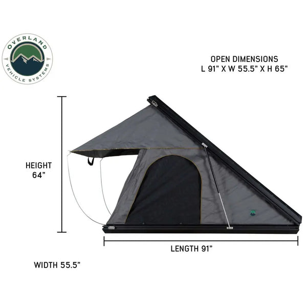 HD Mamba 3 Person Clam Shell Aluminum Hard Shell Roof Top Tent, Grey Body & Green Trim
