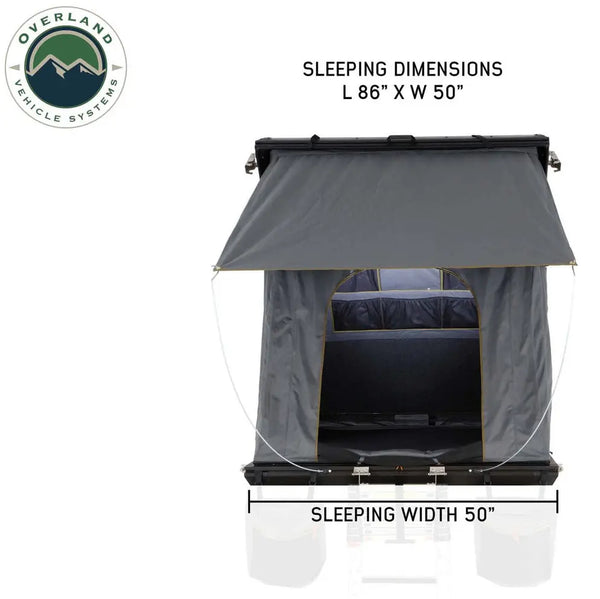 HD Mamba 3 Person Clam Shell Aluminum Hard Shell Roof Top Tent, Grey Body & Green Trim