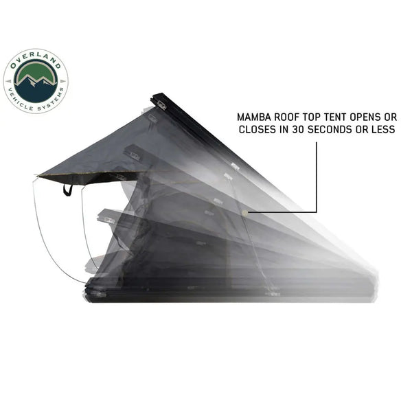 HD Mamba 3 Person Clam Shell Aluminum Hard Shell Roof Top Tent, Grey Body & Green Trim