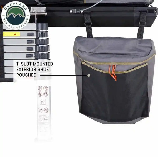 HD Mamba 3 Person Clam Shell Aluminum Hard Shell Roof Top Tent, Grey Body & Green Trim