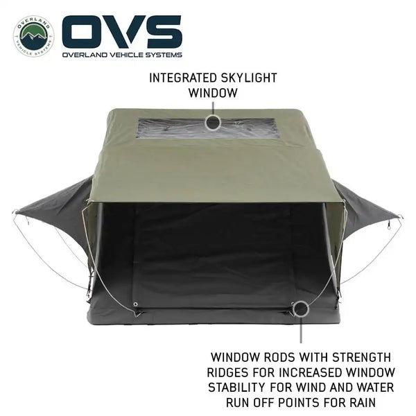 HD Nomadic 2 Person Extended Soft Shell Roof Top Tent, Grey Body & Green Rainfly