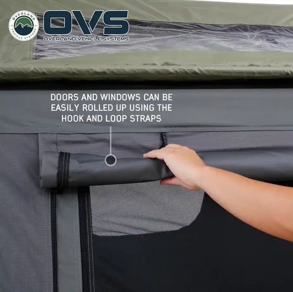 HD Nomadic 2 Person Extended Soft Shell Roof Top Tent, Grey Body & Green Rainfly