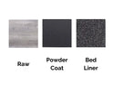 Texture samples - Raw, Powder Coat, and Bed Liner - Cali Raised LED