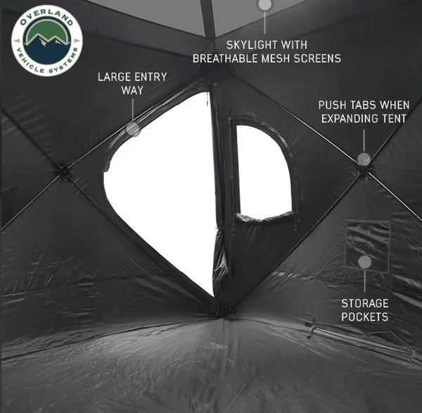 Hub Centric Ground Tent - Black Body & Grey Rainfly