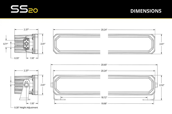 SS20 Yellow LED Light Bar (one)