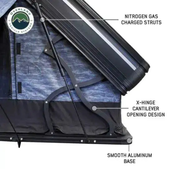 XD Everest Cantilever Aluminum Hard Shell Roof Top Tent, Blue Body & Black Rainfly