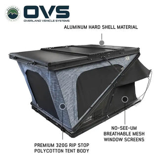 XD K2 Dual Action Clam Shell 2 Person Aluminum Hard Shell Roof Top Tent, Blue Body & Black Rainfly